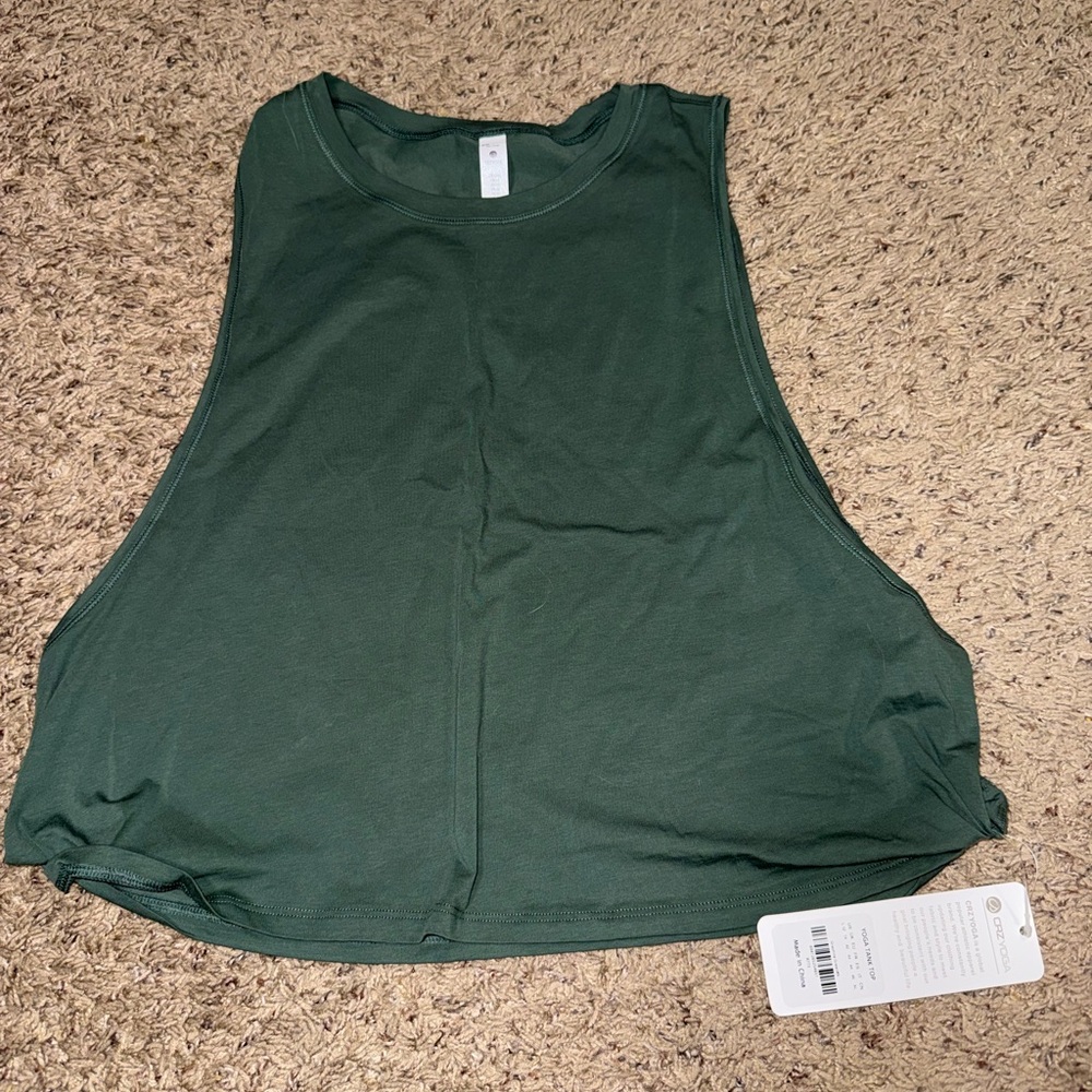 Women’s crzyoga tank top in a forest green color
